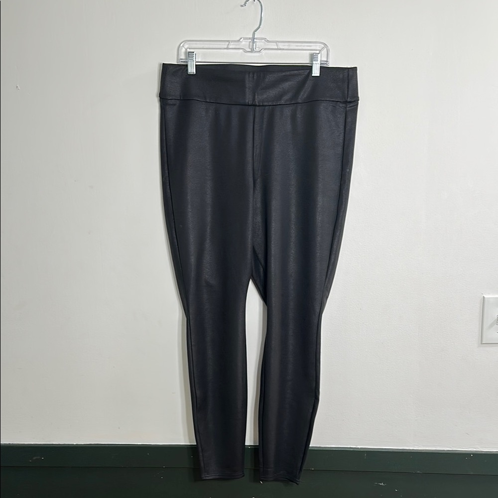 Black Faux Leather Ponte Leggings